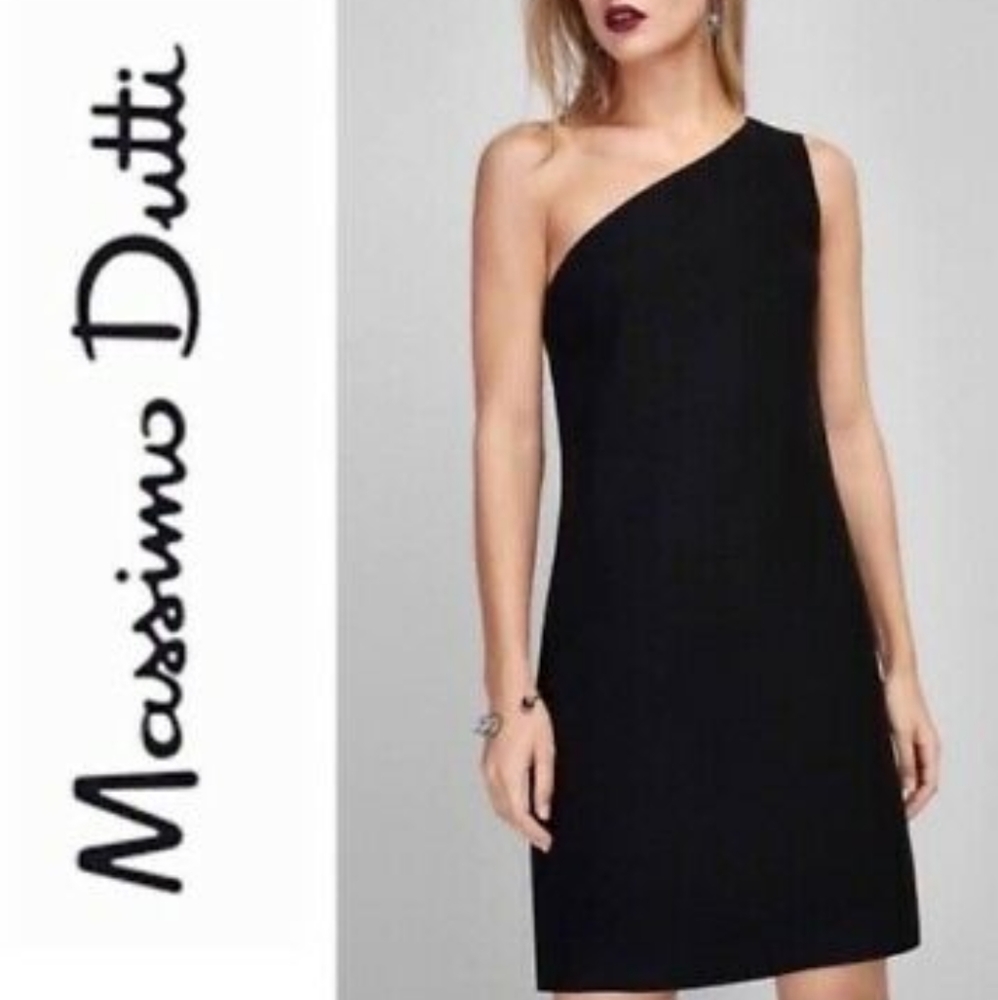 NWT MASSIMO DUTTI Aritzia Black One Shoulder Dress